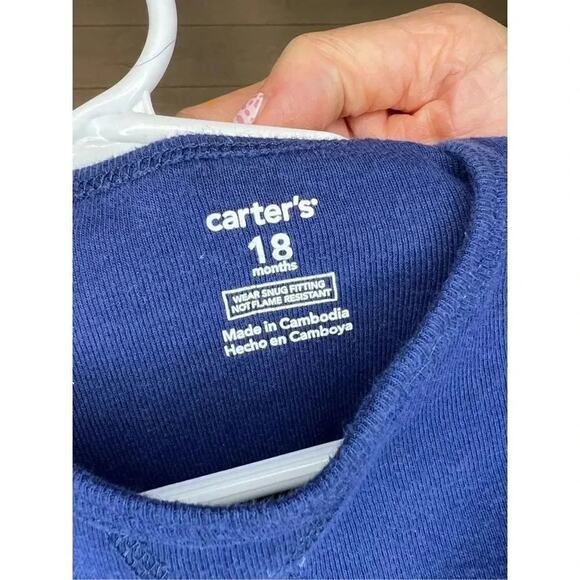 Carter’s navy 2 piece pajamas “Super Awesome “ in glitter letters Size 18 months - Picture 3 of 3